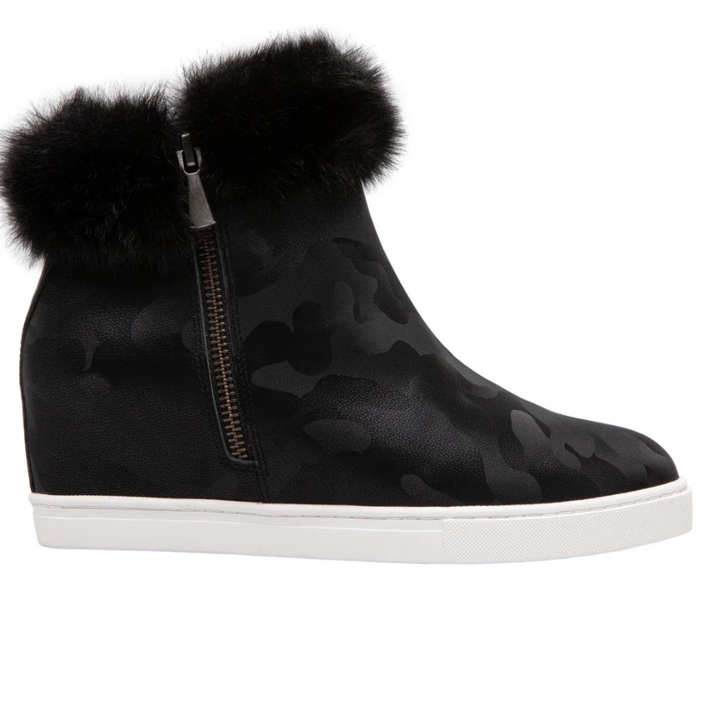 LINEA PAOLO Flossie Faux Fur Cuff Wedge Booties